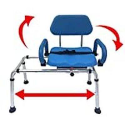 Carousel Sliding Transfer Bench with Swivel Seat. Premium PADDED Bath and Shower Chair with Pivoting Arms. Space Saving Design. NEW for...