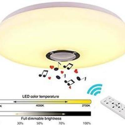 36W LED Music Ceiling Light with Bluetooth Speaker for Kids Room Bedroom, Color Changing Light with Remote Control Ceiling Lamp for...