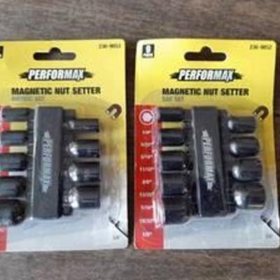 (2) Performax 9 Piece Magnetic Nut Setter Sets - SAE and Metric