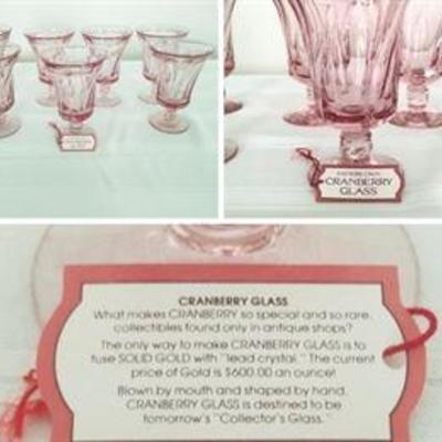 Hand Blown Cranberry Glass set $45.00 