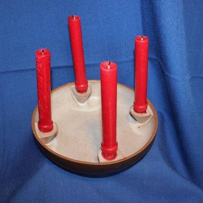 Lot250A: Danish Modern Candle Bowl  with candles   $20