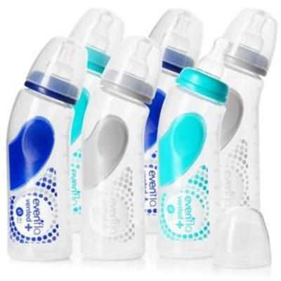 Evenflo Vented + BPA-Free Plastic Angled Bottles - 9oz, Teal,Gray.Blue, 6ct