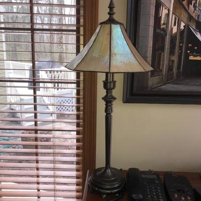 Unique iridescent stained glass shade $85