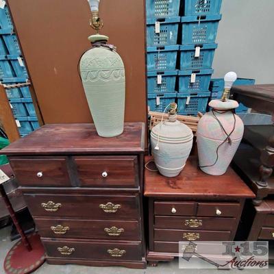 2026	
3 Lamps,1 Wooden Dresser, 1 Night Stand
Measurements include 31
