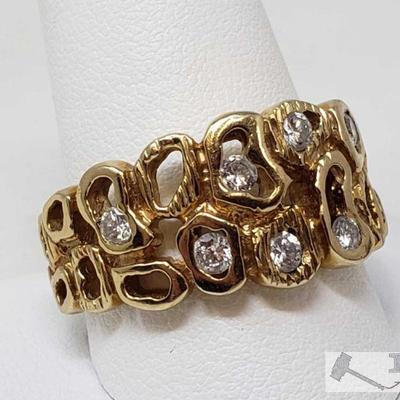514	

14k Gold Diamond Ring, 11g
Weighs Approx 11g, Size Approx 12