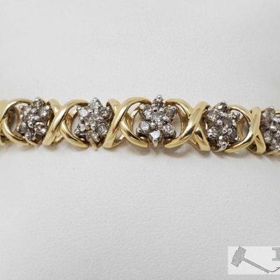 14k Gold Bracelet With 1/16k Sized Diamonds, 22.7g
Weighs Approx 22.7g, Measures Approx 7.5