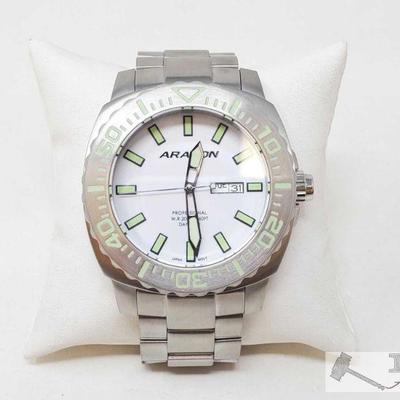 744	

Set of Two Aragon Watches
Includes silver and red Aragon watch, silver and white with green accents Aragon watch