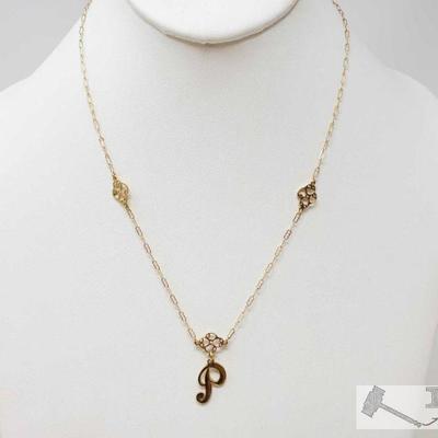 582	
14k Gold Necklace With Pandant, 3.5g
Weighs Approx 3.4g, Measures Approx 10