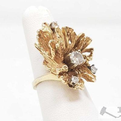 634	

10k Gold Ring with Accent Diamonds, 13.2g
Weighs Approx 13.2g. Ring Size Approx 6.