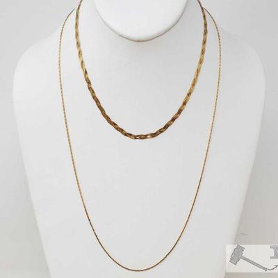568	

2 14k Gold Chains, 10.6g
Measures Approx 12