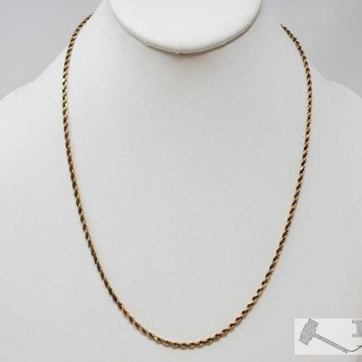 566	

14k Gold Rope Chain, 10.1g
Weighs Approx 10.1g, Measures Approx