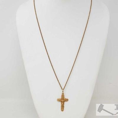 583	

14k Gold Necklace With Cross Pendant, 10.2g
Weighs Approx 10.2g, Measures Approx 14