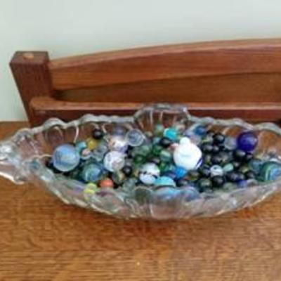 Glass Dish Full of Marbles