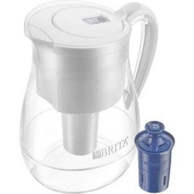 Brita Large 10 Cup BPA Free Water Pitcher with 1 Longlast Filter - White