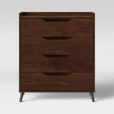 #4 Drawer Modern Gallery Dresser Walnut Brown - Room Essentials