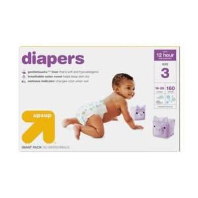 Diapers Giant Pack Size 3 - Up&Up , Size Size 3 , White (One Package Sealed, One Open)