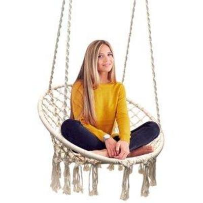 Hammock Chair Macrame Swing, 265 Pound Capacity, Perfect for IndoorOutdoor Home, Patio, Deck, Yard, Garden