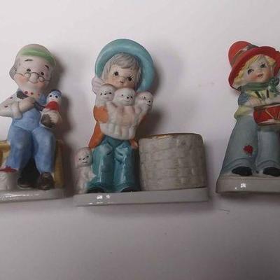BR4162005 SET OF THREE VINTAGE FIGURINE CERAMIC CANDLE HOLDERS BY JASCO $10.00 BOX 75 	5	 Pay online by Venmo: @Rafael-Monzon-1, PayPal...