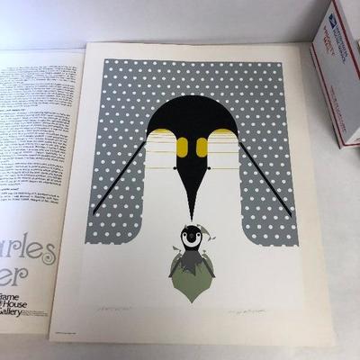 https://www.ebay.com/itm/114218433937	LAN9835 Charles Harper Serigraph Birdwatcher 1975 Br-r-r-r-rthday Penguin #ed and Signed	 $1,000.00 
