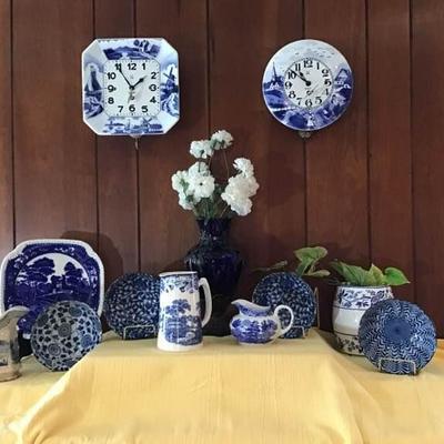 Blue Delft & Other China, Vases, Clocks