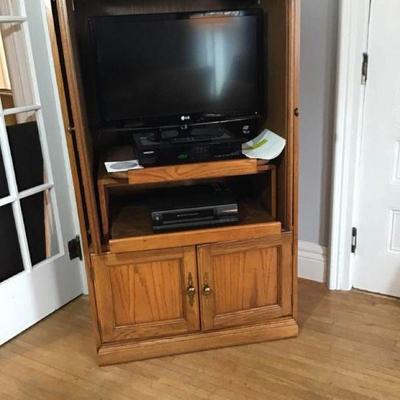 Entertainment Center with TV, DVD & VHS Players