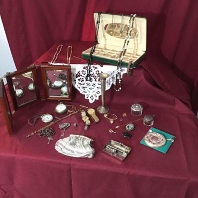 Vintage Jewelry, Pocket Watches, Pill Boxes, & More