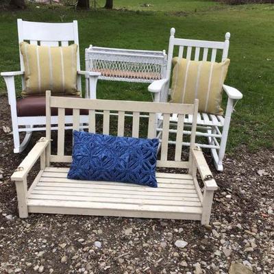 Wood Porch Swing & Rockers