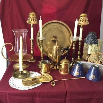 Brass Candlesticks, Coffee Server & More