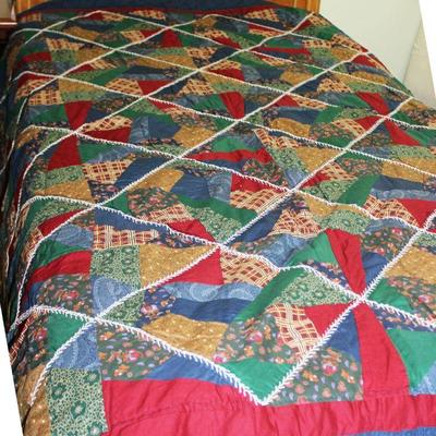 Lot 378: Patchwork Quilt with embroidery  $50