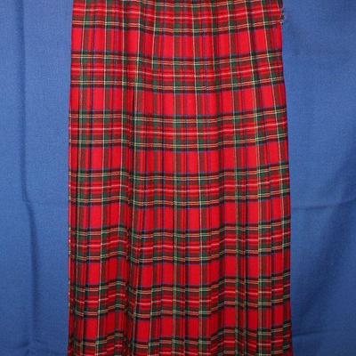 Lot 362: Vintage Red Pleated Skirt  Waist 32, Length 36   $20