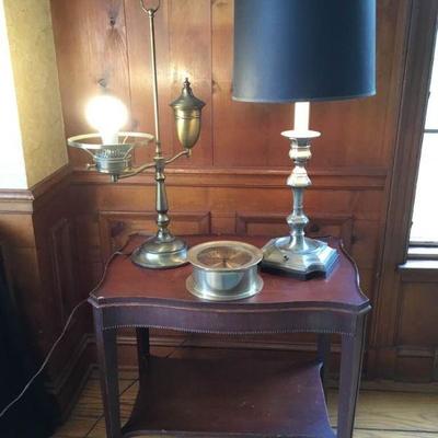 Vintage End Table and Lamps