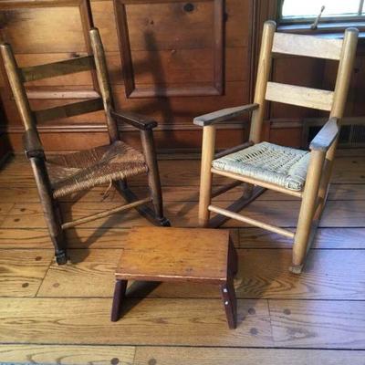 Vintage Toddler Chairs and Step Stool