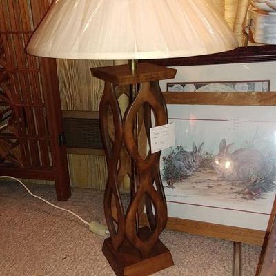 1950's teak lamp on sale 
