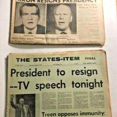 https://www.ebay.com/itm/114222797470	GB041: Nixon Resigns NEWSPAPERS FROM 1974 	 Auction 	Starts 05/12/2020
