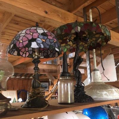 Tiffany style lamps. One large, one small 