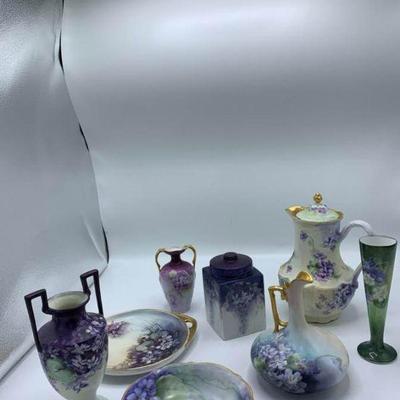 Eight Porcelain Purple Pieces