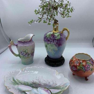 Porcelain Pitcher, Vase, Plate, Rose Bowl