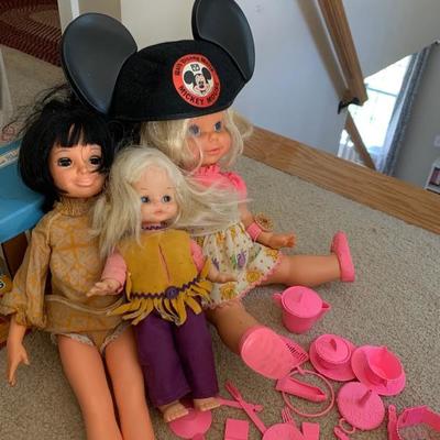 $65. Timey Tell Doll with both watches 60's growing hair doll and tea set +..
