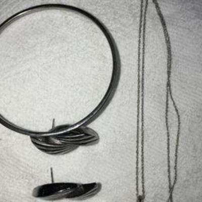 J# 18 silver tone Bangle & earrings ALSO purse charmed necklace $35 