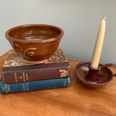 Seraph Red ware Pottery ~ Bowl $55. ~ Candle holder $35. 
