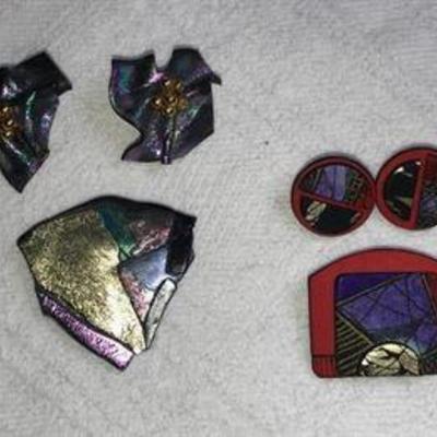 J#42 Two sets of 1980 s matching earrings & pin sets $15 