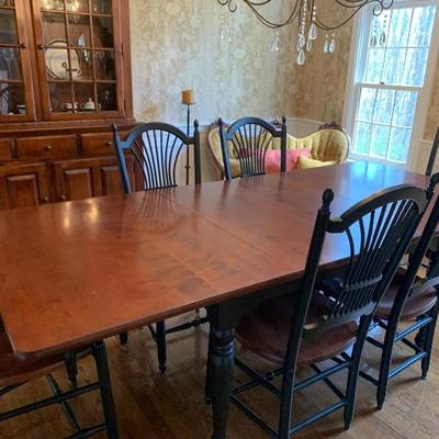 Nickels and Stone Dining Room Table and Six Chairs , 2 15 inch leafs  64 L X 41 1/2 W X 3ft H ....