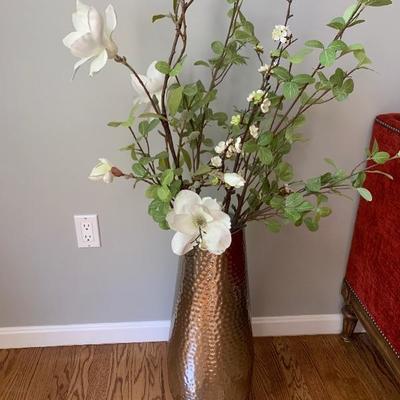 Metal Floor Vase with Silk Apple Blossoms 2 F X 9 inch , with Apple Blossoms 58 High ....60$ 