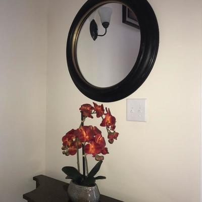Distressed Round Metal Mirror 