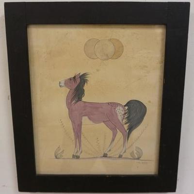 1094	WATERCOLOR, INDIAN PONY BY JUSTIN HERRERA. IMAGE SIZE 9 1/2 IN X 11 1/2 IN