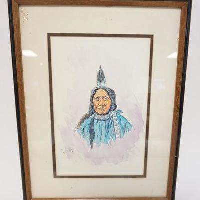 1091	WATERCOLOR BY WILLIAM RAINS, INDIAN SKETCH 1980. IMAGE SIZE 7 /12 IN X 11 IN