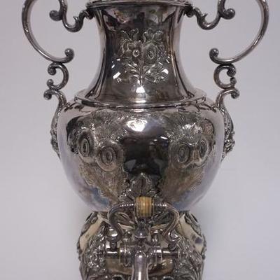 1053	ORNATE VICTORIAN SILVER PLATED DISPENSER. 17 IN HIGH