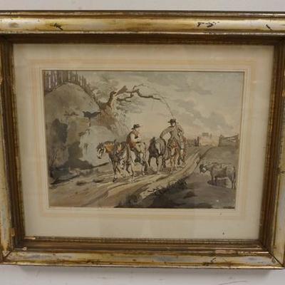 1096	WATERCOLOR TITLED *HORSEMAN ON THE ROAD* BY JOHN AGUSTAS ATKINSON, SIGNED ON BACK. IMAGE SIZE 9 1/4 IN X 13 IN