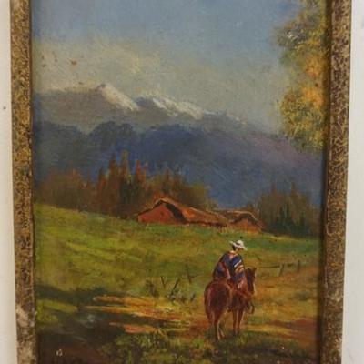 1097	OIL ON BOARD MEXICAN VAQUERO ON HORSE, SIGNED LOWER LEFT. 7 IN X 9 1/4 IN