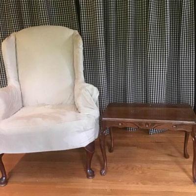 Broyhill Wingback Chair and Contemporary End Table